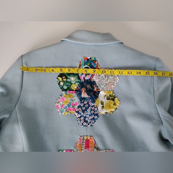 Harvé Benard Wool Cashmere Upcycled Liberty Art Fabric Patchwork Jacket Size 12P - Picture 15 of 15